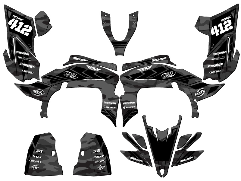 2009-2013 450R/450X (marco de aluminio EFI) YFZ 450 APACHE gris senge kit de gráficos - Imagen 5 de 7