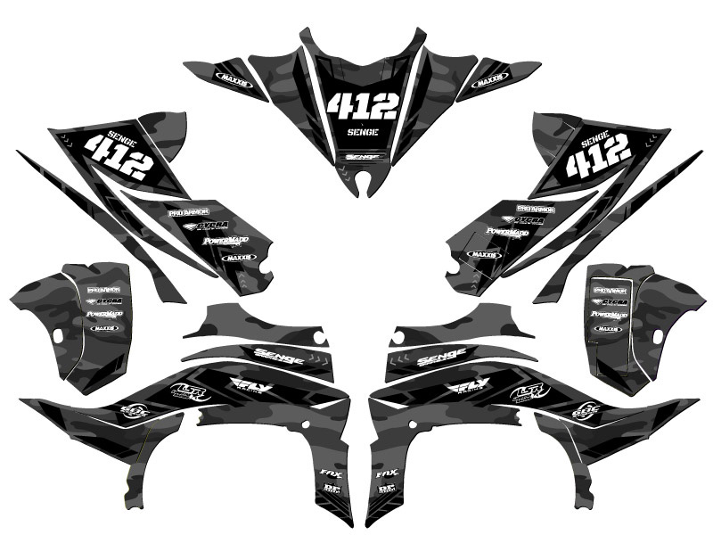 2014-2020 (YFZ 450R) YFZ 450 APACHE gris Senge kit de gráficos compatible con - Imagen 5 de 7