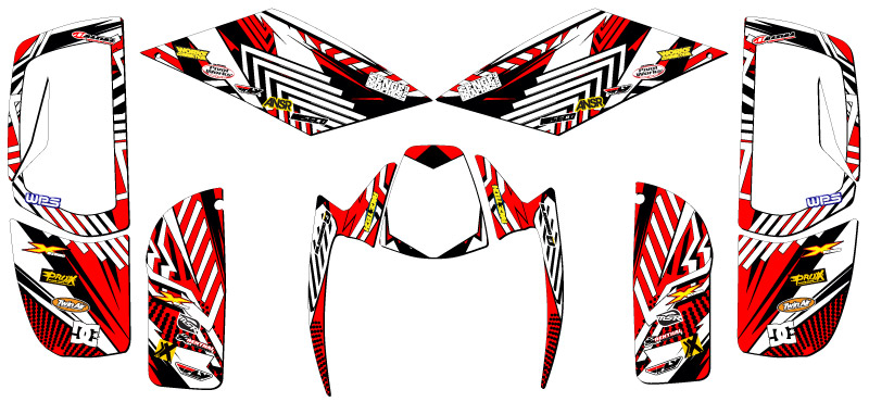 All Years DS 650 MAYHEM Red Senge Graphics Kit Compatible with Can-Am - Bild 2 von 7
