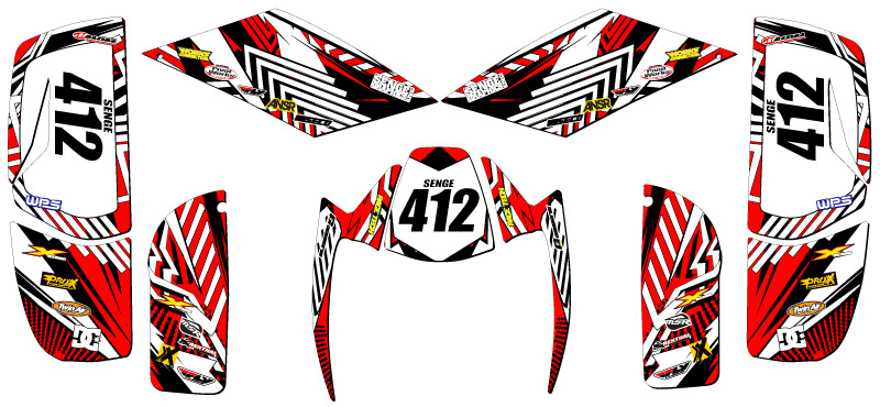 All Years DS 650 MAYHEM Red Senge Graphics Kit Compatible with Can-Am - Bild 5 von 7