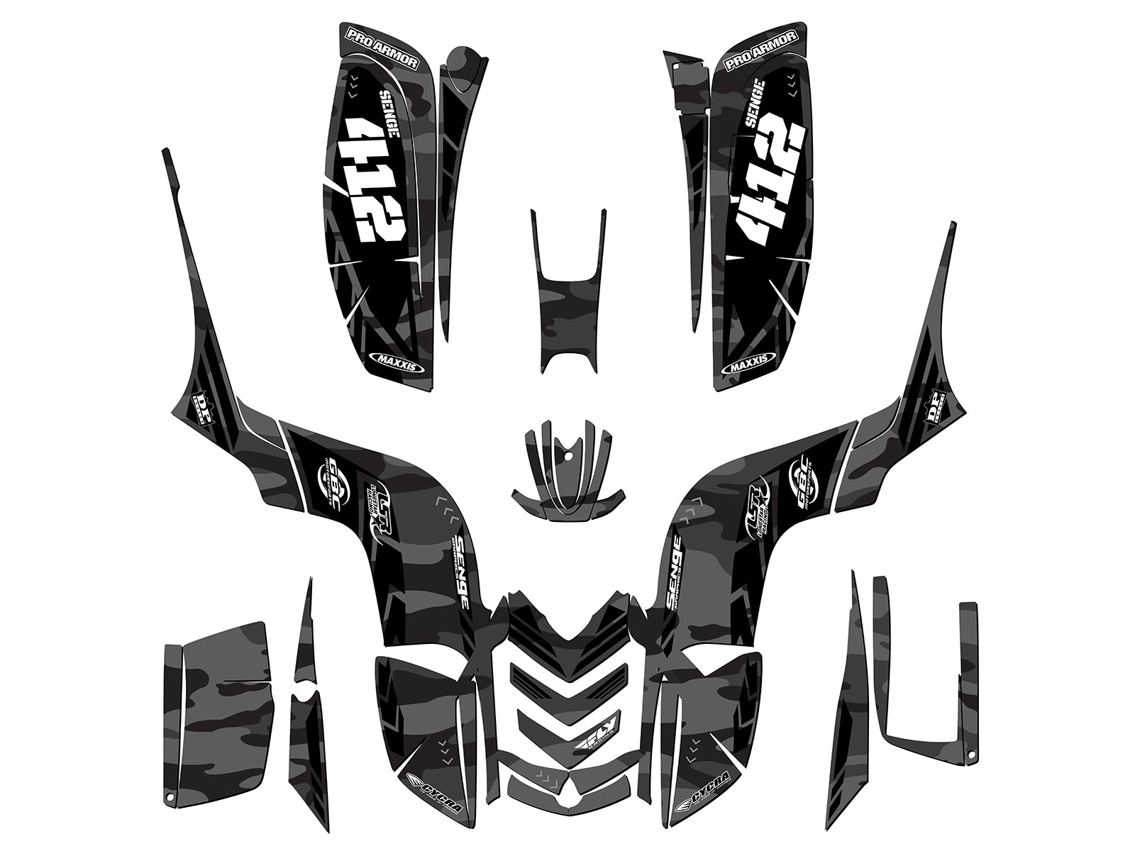 All Years RAPTOR 80 APACHE Grey Senge Graphics Kit Compatible with Yamaha - Bild 5 von 7