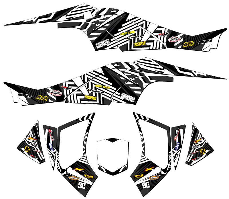 All Years DS 450 MAYHEM Black Senge Graphics Kit Compatible with Can-Am - Picture 2 of 7