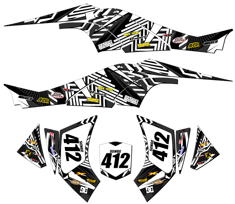 All Years DS 450 MAYHEM Black Senge Graphics Kit Compatible with Can-Am - Picture 5 of 7