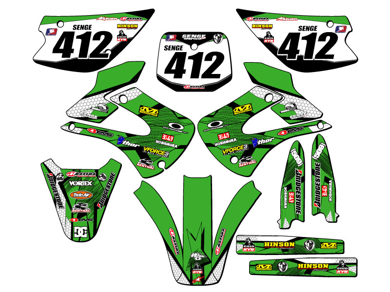 2001-2013 KX 100 PODIUM Green Senge Graphics Kit compatible con Kawasaki - Imagen 8 de 10