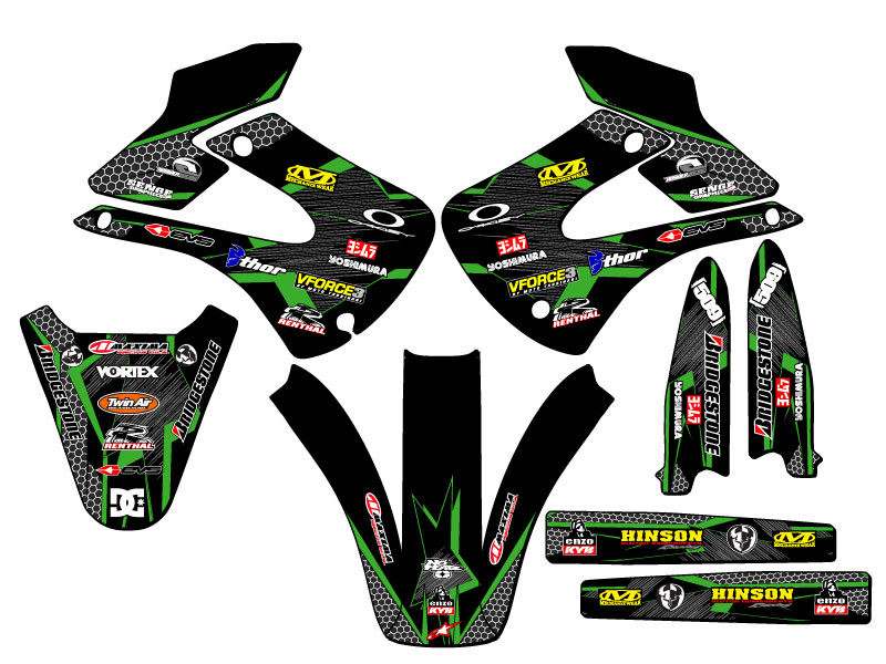 Kit de gráficos KX 100 PODIUM 2001-2013 negro Senge compatible con Kawasaki - Imagen 2 de 10