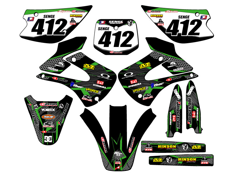 Kit de gráficos KX 100 PODIUM 2001-2013 negro Senge compatible con Kawasaki - Imagen 8 de 10