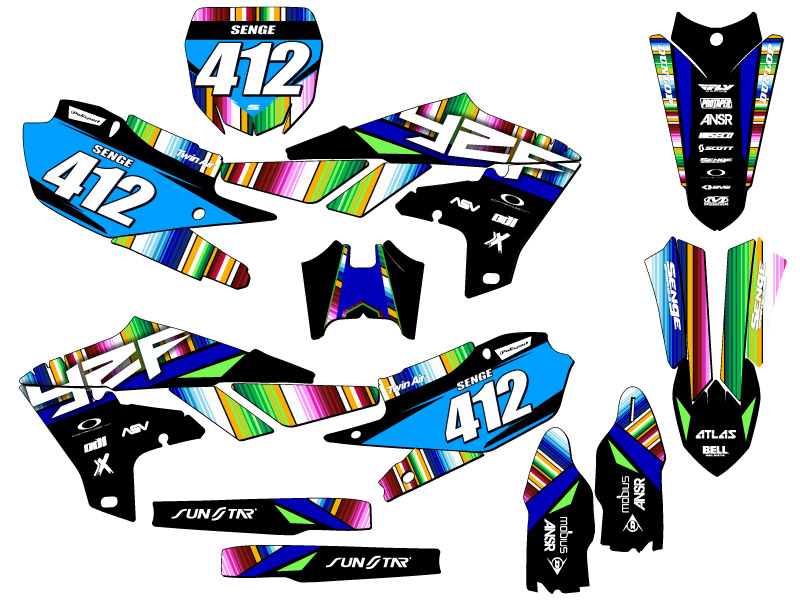 YZ 250 F 2019-2023 4 TIEMPOS SERAPE kit de gráficos Senge negro compatible con - Imagen 8 de 10