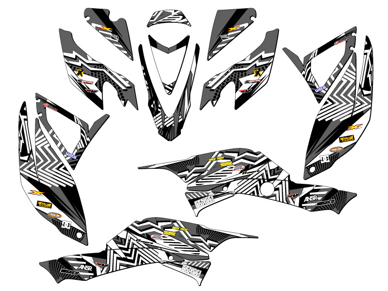 2008-2012 TRX 400 MAYHEM Black Senge Graphics Kit Compatible with Honda - Picture 2 of 7