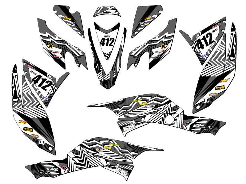 2008-2012 TRX 400 MAYHEM Black Senge Graphics Kit Compatible with Honda - Picture 5 of 7