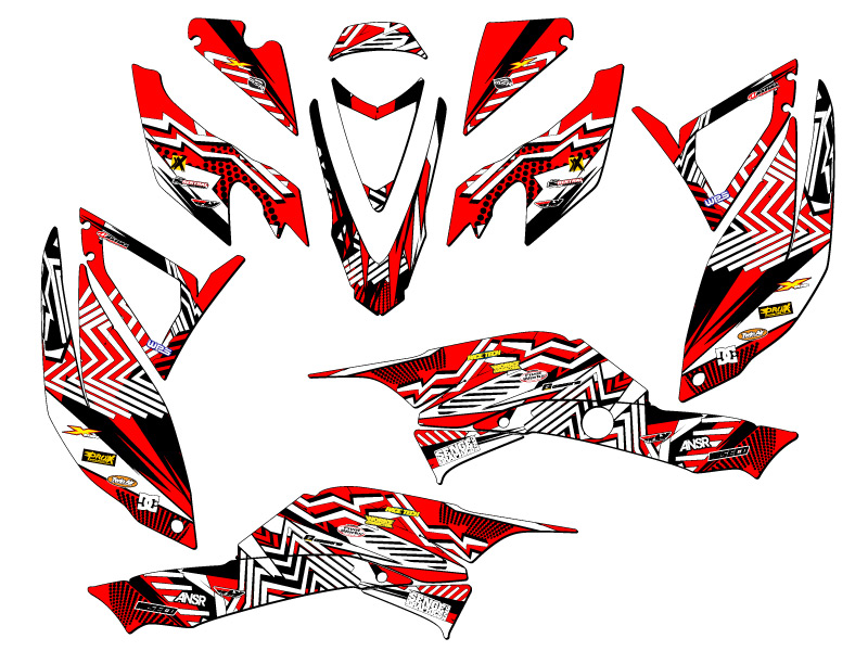2008-2012 TRX 400 MAYHEM Red Senge Graphics Kit Compatible with Honda - Picture 2 of 7