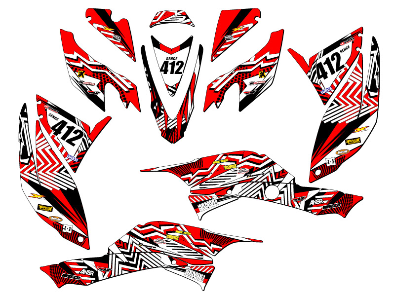 2008-2012 TRX 400 MAYHEM Red Senge Graphics Kit Compatible with Honda - Picture 5 of 7
