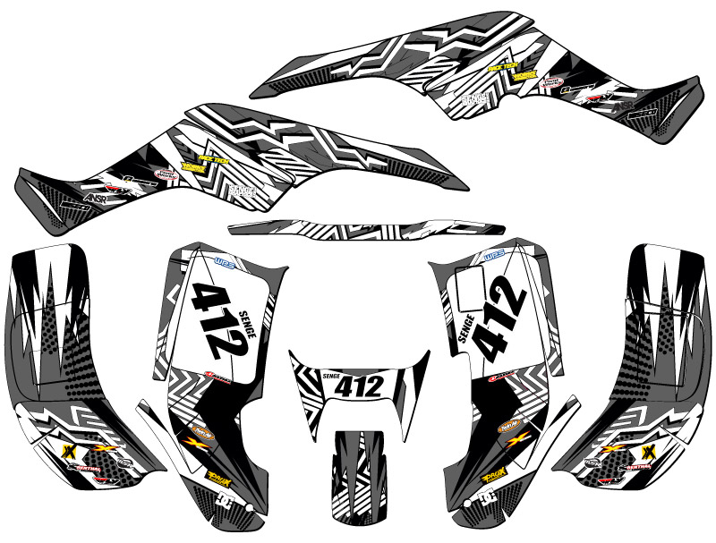 2001-2005 TRX 250EX MAYHEM Black Senge Graphics Kit Compatible with Honda - Picture 5 of 7