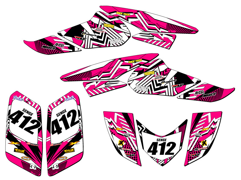 2006-2019 TRX 250EX MAYHEM Pink Senge Graphics Kit Compatible with Honda - Picture 5 of 7