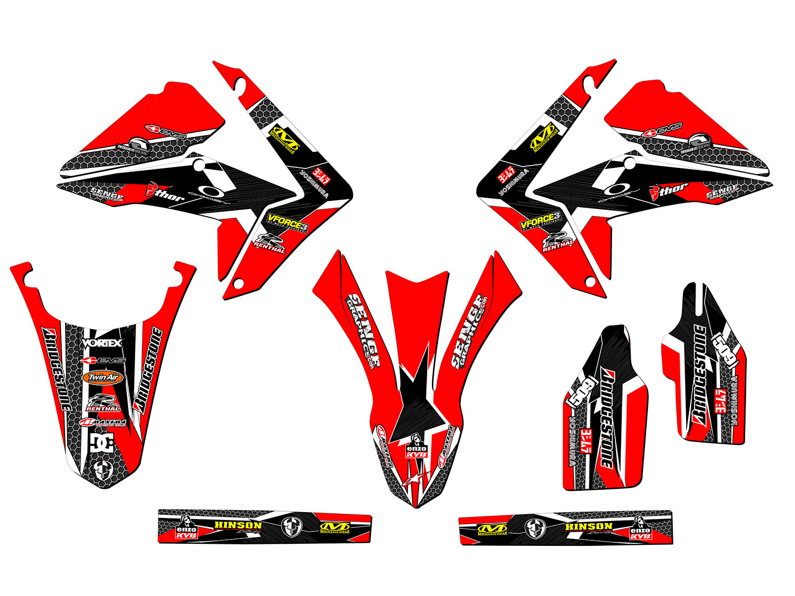 2012-2020 CRF 250 L PODIUM Red Senge Graphics Kit Compatible with Honda - Picture 2 of 10