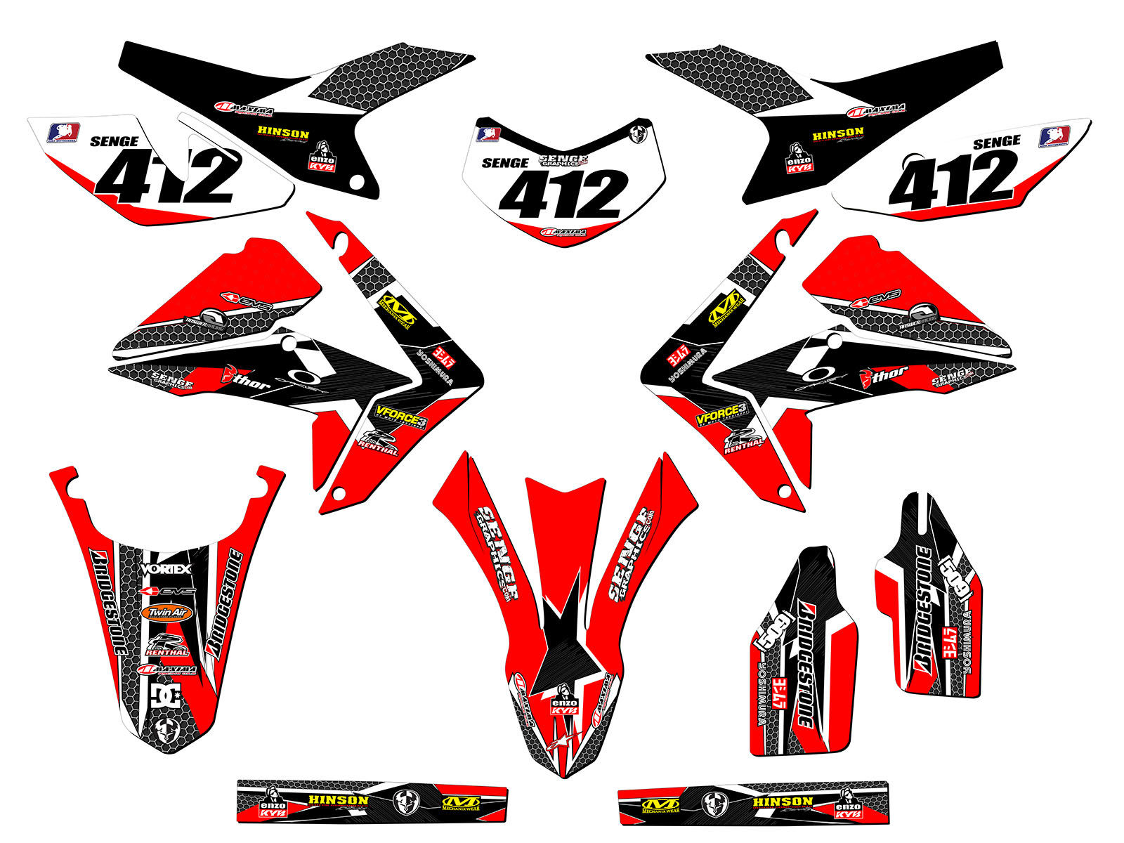 2012-2020 CRF 250 L PODIUM Red Senge Graphics Kit Compatible with Honda - Picture 8 of 10