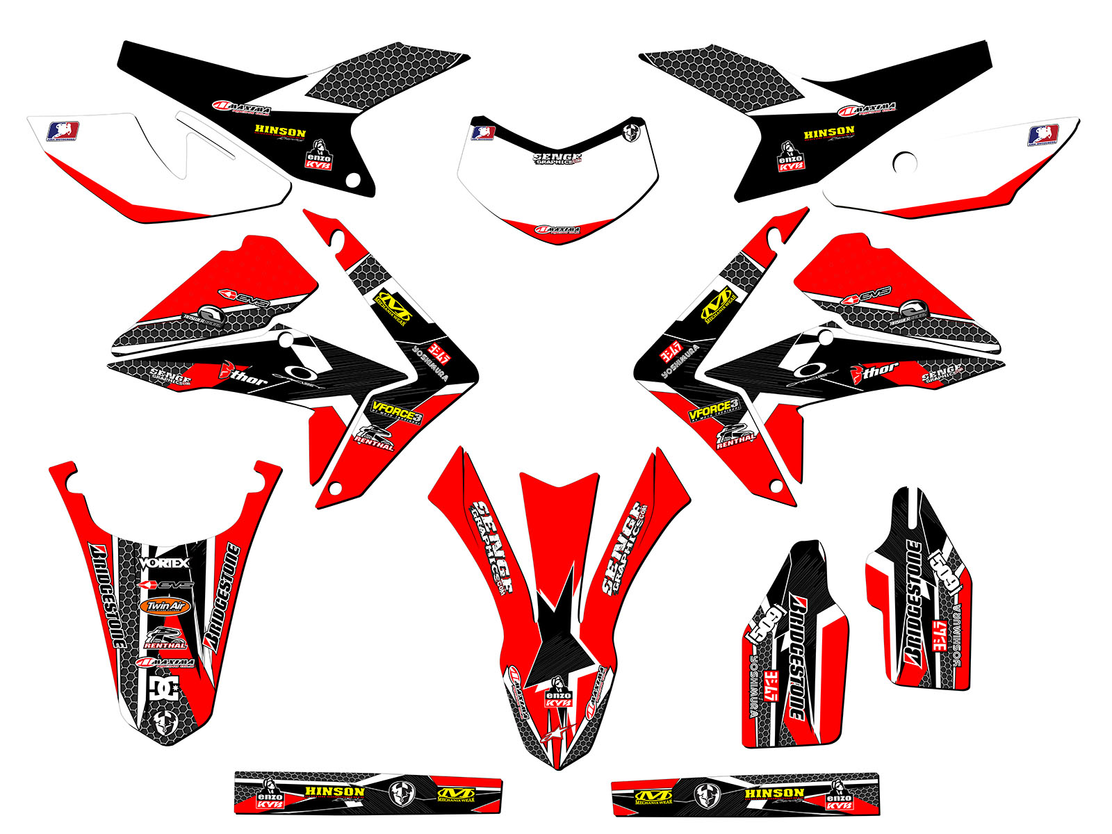 2012-2020 CRF 250 L PODIUM Red Senge Graphics Kit Compatible with Honda - Picture 5 of 10