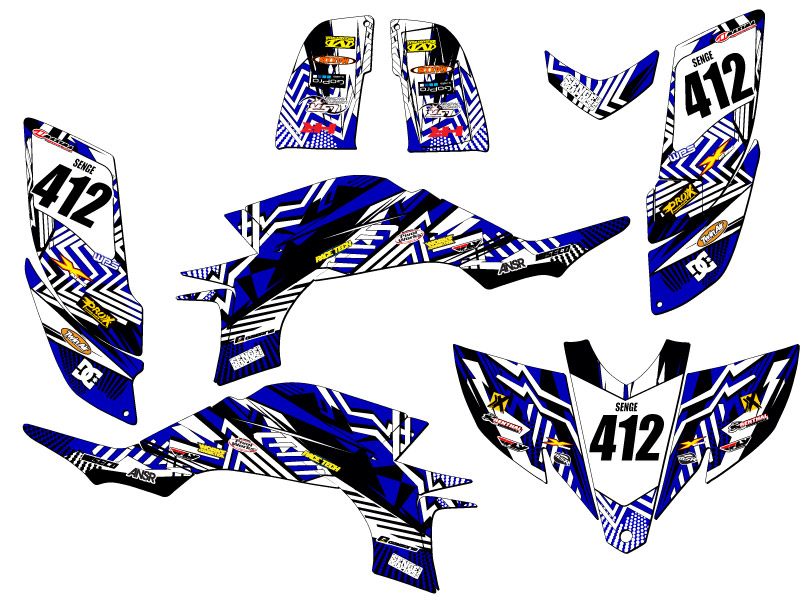 2003-2013 (Steel Frame Carb Model) YFZ 450 MAYHEM Blue Senge Graphics Kit - Picture 5 of 7