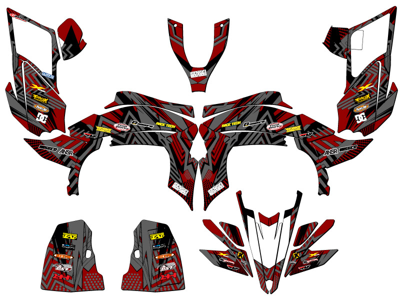 2009-2013 450R/450X (Aluminum Frame EFI) YFZ 450 MAYHEM Grey Senge Graphics Kit - Foto 2 di 7