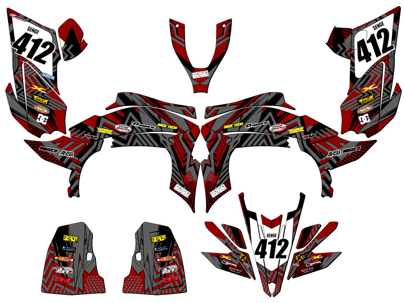 2009-2013 450R/450X (Aluminum Frame EFI) YFZ 450 MAYHEM Grey Senge Graphics Kit - Foto 5 di 7