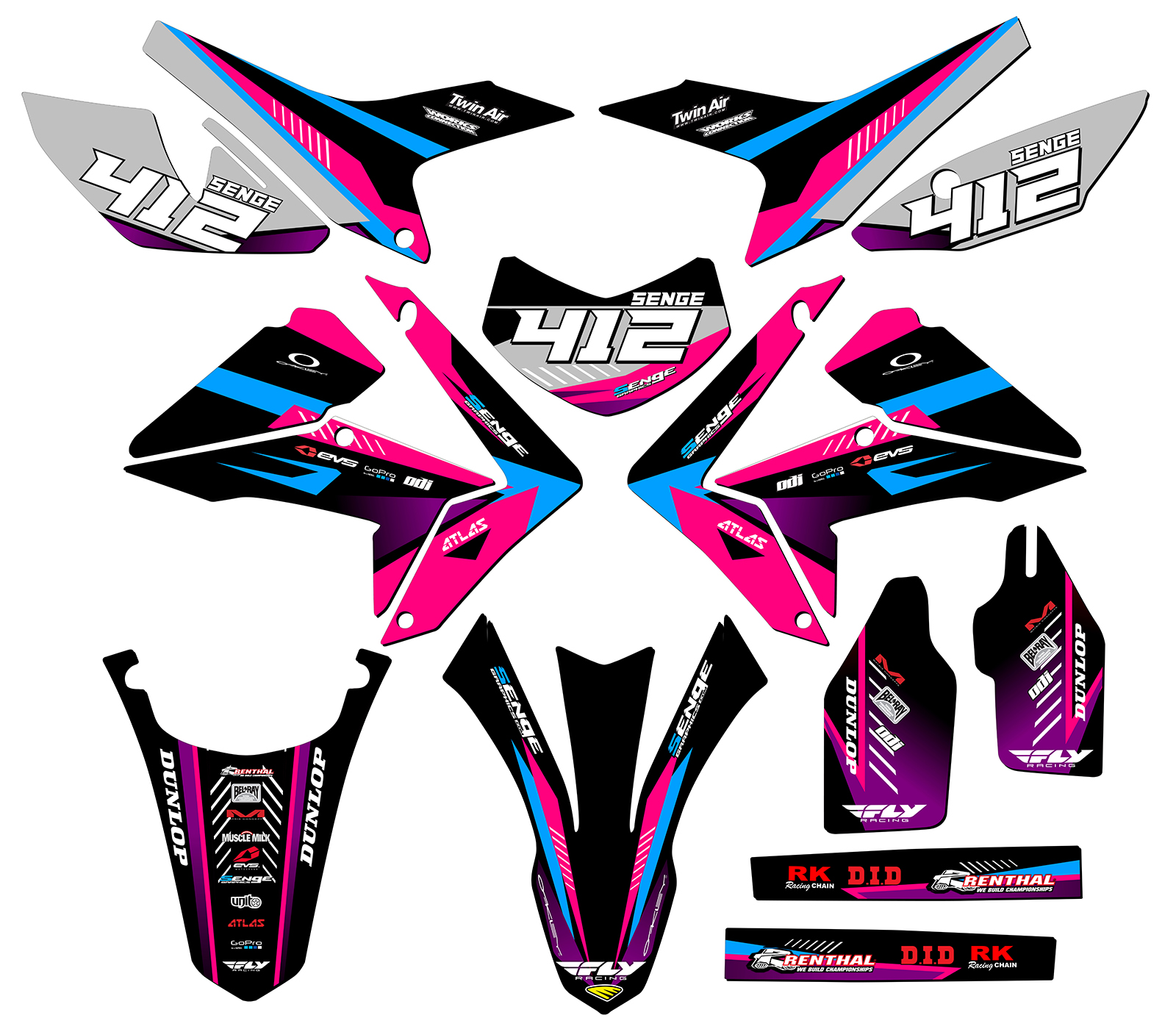 2012-2020 CRF 250 L SURGE Pink Senge Graphics Kit Compatible with Honda - Picture 8 of 10