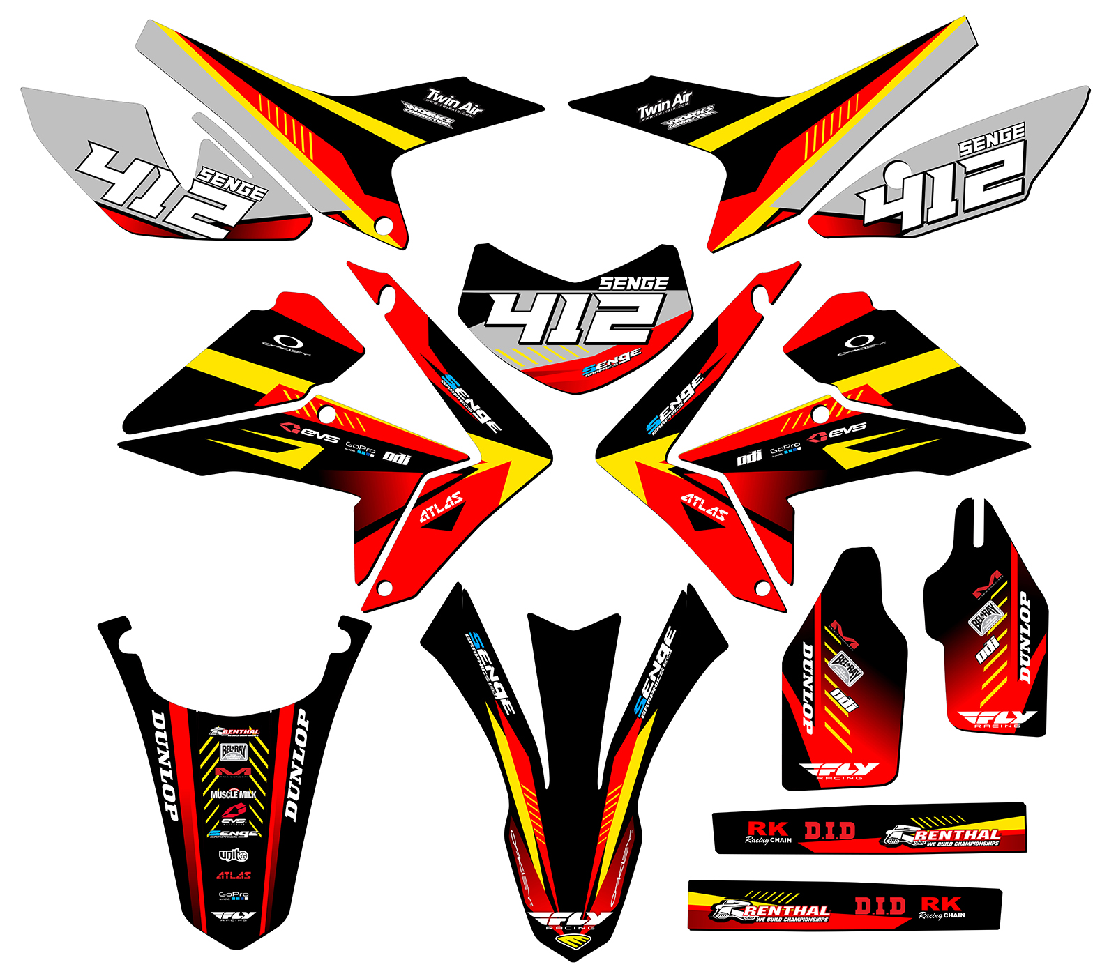 2012-2020 CRF 250 L SURGE Red Senge Graphics Kit Compatible with Honda - Picture 8 of 10