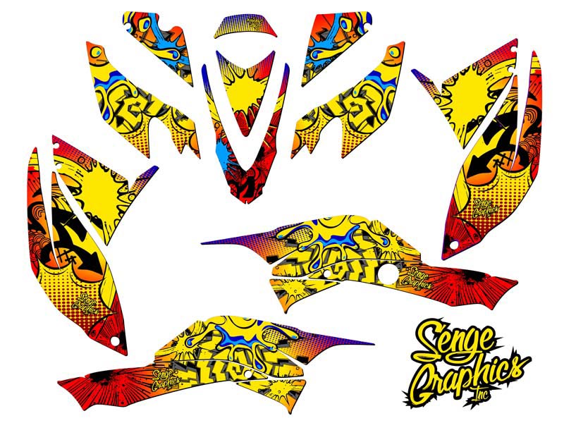 2008-2012 TRX 400 ZANY Red Senge Graphics Kit Compatible with Honda - Picture 2 of 7