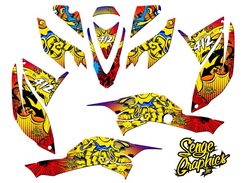 2008-2012 TRX 400 ZANY Red Senge Graphics Kit Compatible with Honda - Picture 5 of 7