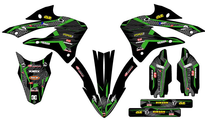 2022-2023 KX 85 PODIUM Black Senge Graphics Kit compatible con Kawasaki - Imagen 2 de 10
