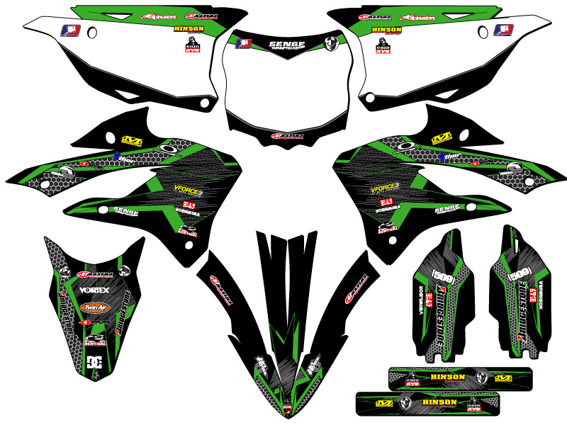 2022-2023 KX 85 PODIUM Black Senge Graphics Kit compatible con Kawasaki - Imagen 5 de 10