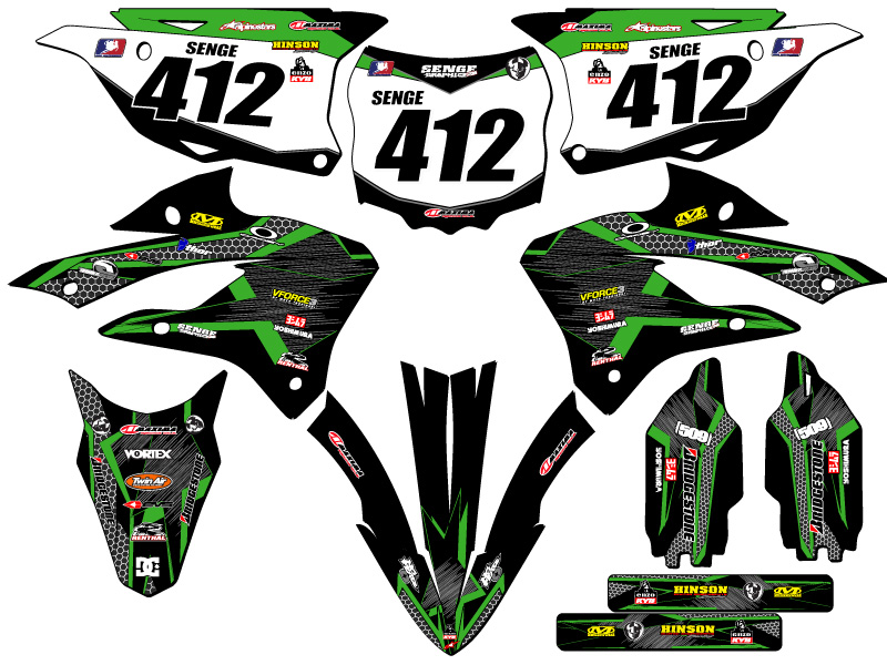 2022-2023 KX 85 PODIUM Black Senge Graphics Kit compatible con Kawasaki - Imagen 8 de 10