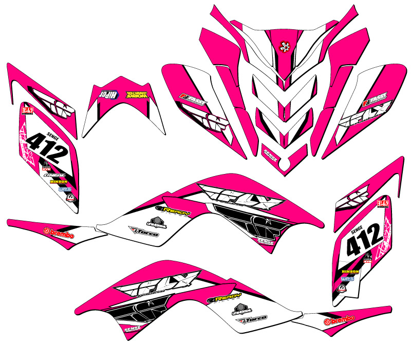 Kit de gráficos Raptor 700 13 FLY 2009-2012 rosa Senge compatible con Yamaha - Imagen 5 de 7