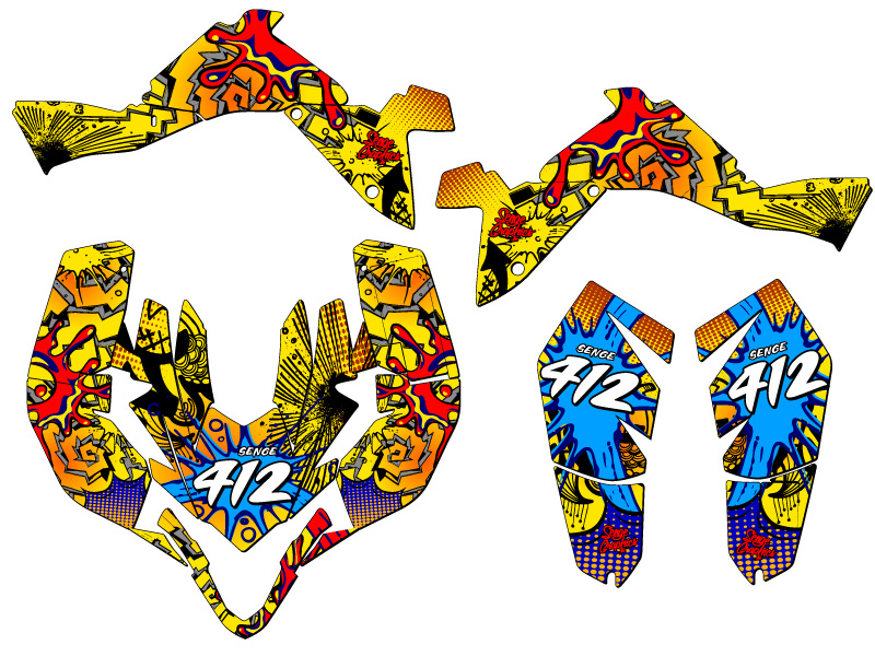 2009-2012 LTZ 400 ZANY Yellow Senge Graphics Kit Compatible with Suzuki - Picture 5 of 7