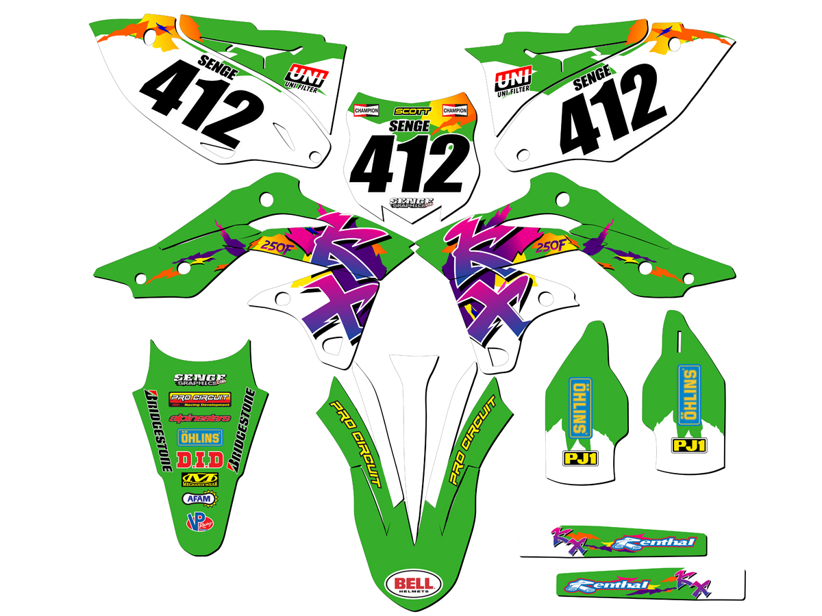 2013-2016 KX 250 F THROWBACK Green Senge Graphics Kit Compatible with Kawasaki - Bild 8 von 10