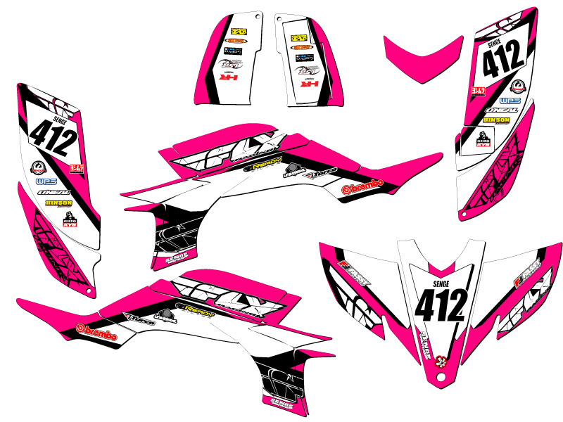 2003-2013 (modelo de carburador de marco de acero) YFZ 450 13 FLY rosa Senge kit de gráficos - Imagen 5 de 7