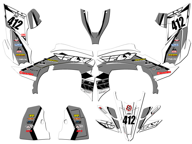 450R/450X 2009-2013 (marco de aluminio EFI) YFZ 450 13 FLY blanco Senge gráficos - Imagen 5 de 7