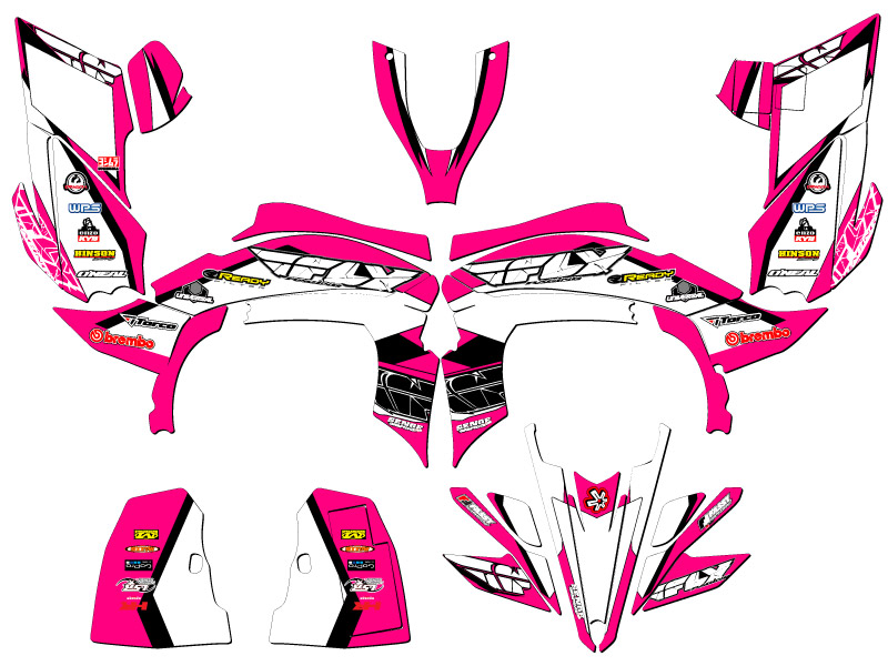 2009-2013 450R/450X (marco de aluminio EFI) YFZ 450 13 FLY rosa Senge kit de gráficos - Imagen 2 de 7