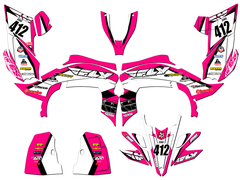 2009-2013 450R/450X (marco de aluminio EFI) YFZ 450 13 FLY rosa Senge kit de gráficos - Imagen 5 de 7