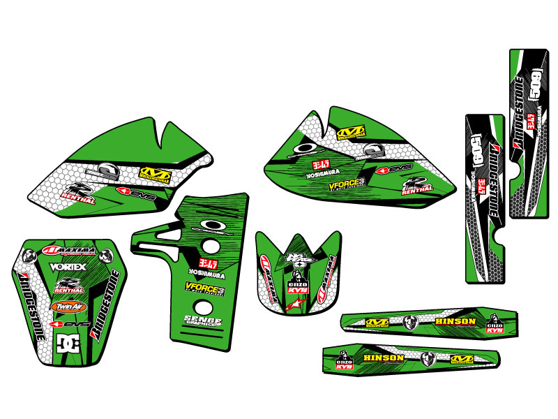 1985-2004 KX 60 PODIUM Green Senge Graphics Kit Compatible with Kawasaki - Bild 2 von 10