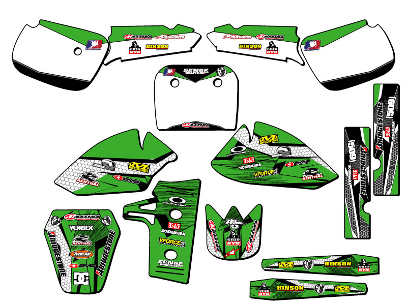 1985-2004 KX 60 PODIUM Green Senge Graphics Kit Compatible with Kawasaki - Bild 5 von 10
