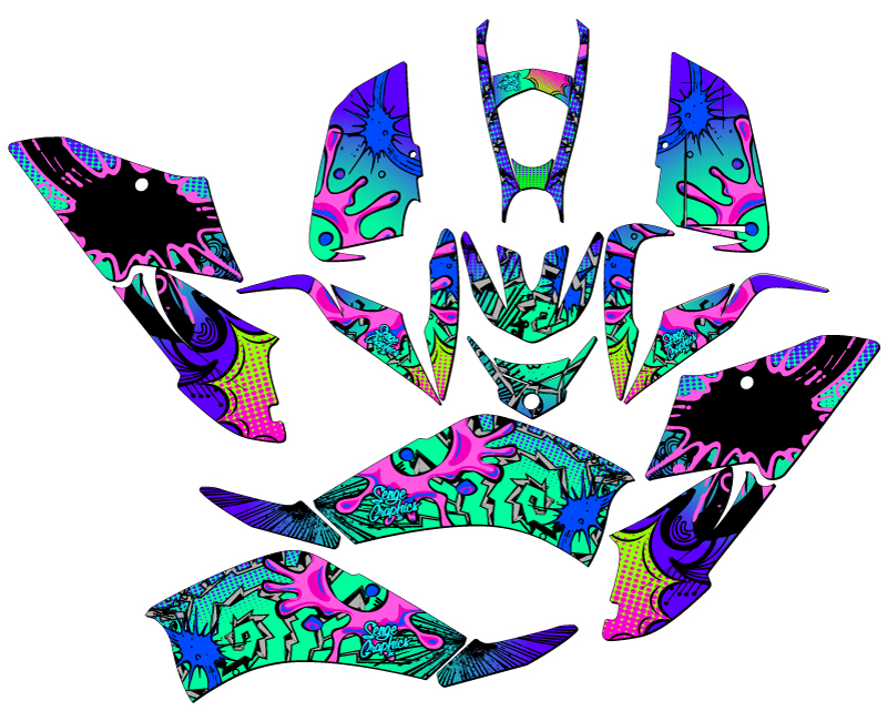 All Years RAPTOR 125 ZANY Teal Senge Graphics Kit Compatible with Yamaha - Picture 2 of 7