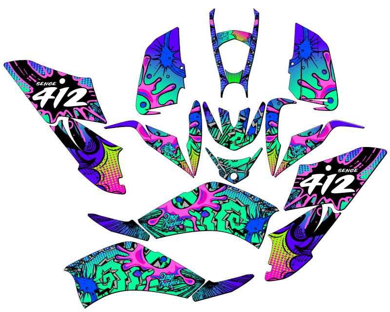 All Years RAPTOR 125 ZANY Teal Senge Graphics Kit Compatible with Yamaha - Picture 5 of 7