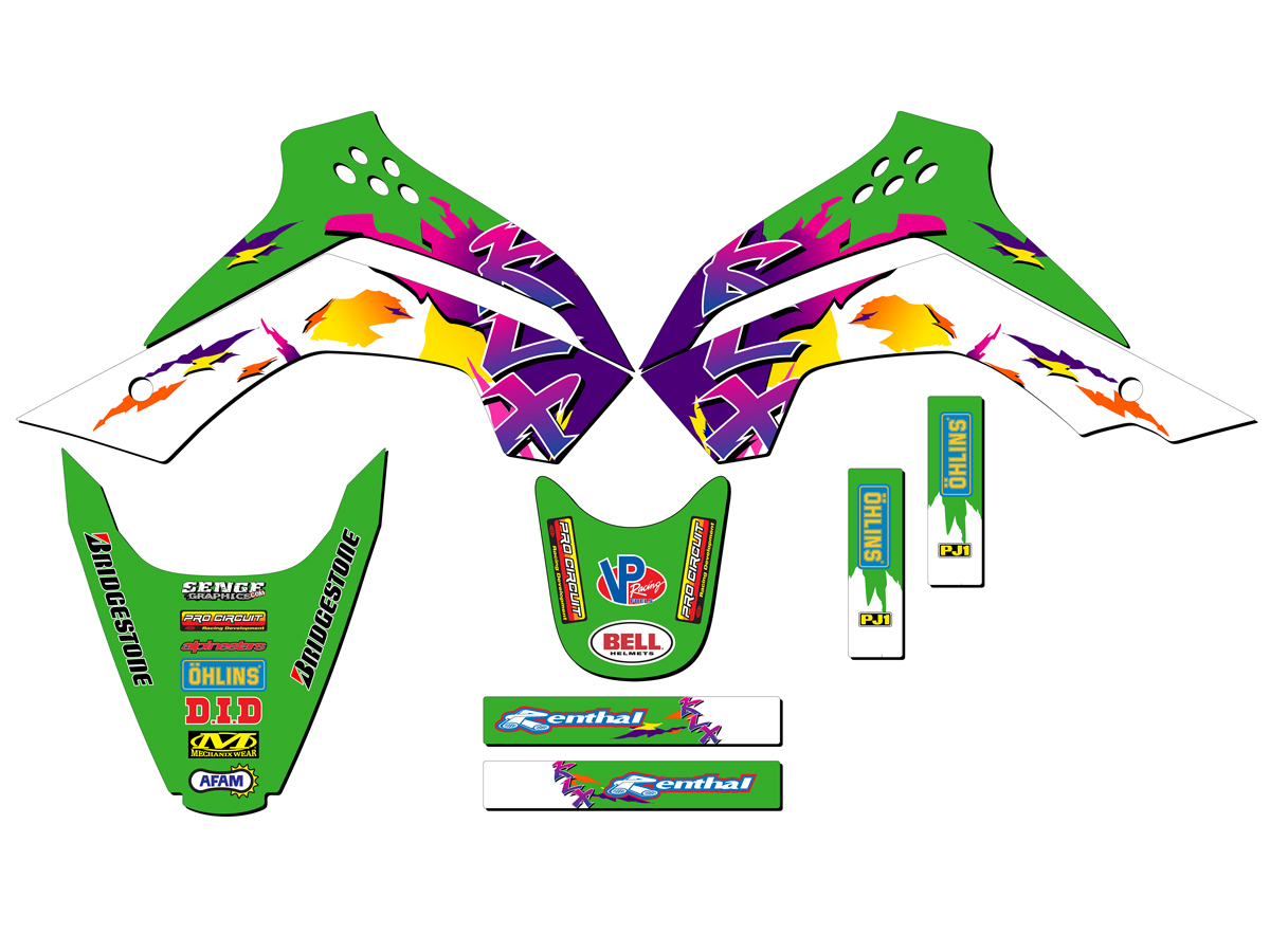 2008-2018 KLX 140 THROWBACK Green Senge Graphics Kit Compatible with Kawasaki - Picture 2 of 10