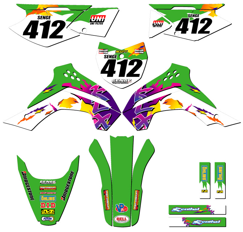 2008-2018 KLX 140 THROWBACK Green Senge Graphics Kit Compatible with Kawasaki - Picture 8 of 10