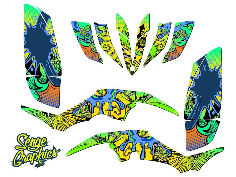 All Years RAPTOR 350 ZANY Yellow Senge Graphics Kit Compatible with Yamaha - Picture 2 of 7