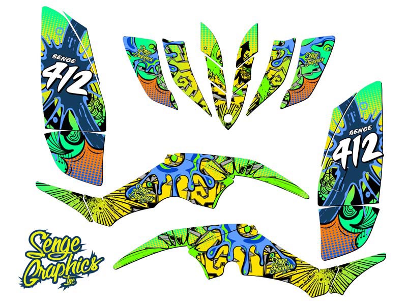 All Years RAPTOR 350 ZANY Yellow Senge Graphics Kit Compatible with Yamaha - Picture 5 of 7