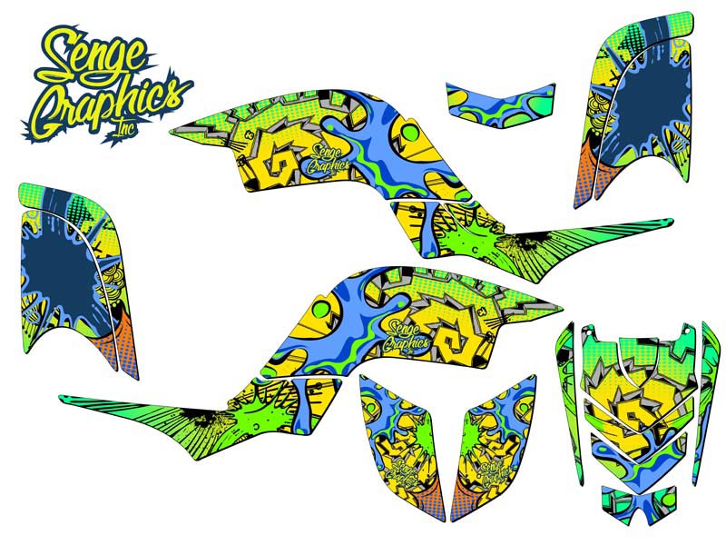 Kit de Gráficos Senge Amarillo RAPTOR 660 ZANY Todos los Años Compatible con Yamaha - Imagen 2 de 7