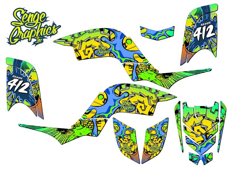 Kit de Gráficos Senge Amarillo RAPTOR 660 ZANY Todos los Años Compatible con Yamaha - Imagen 5 de 7