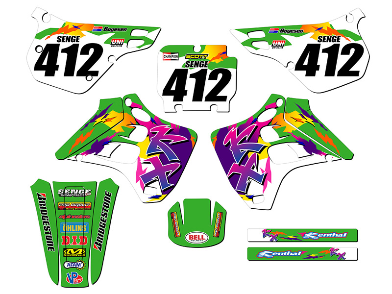 1990-1991 KX 250 THROWBACK Green Senge Graphics Kit Compatible with Kawasaki - Picture 8 of 10