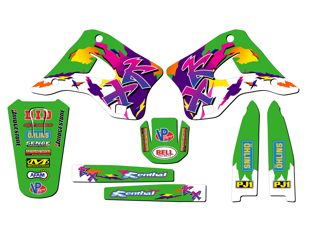 1994-1995 KX 250 THROWBACK Green Senge Graphics Kit Compatible with Kawasaki - Picture 2 of 10