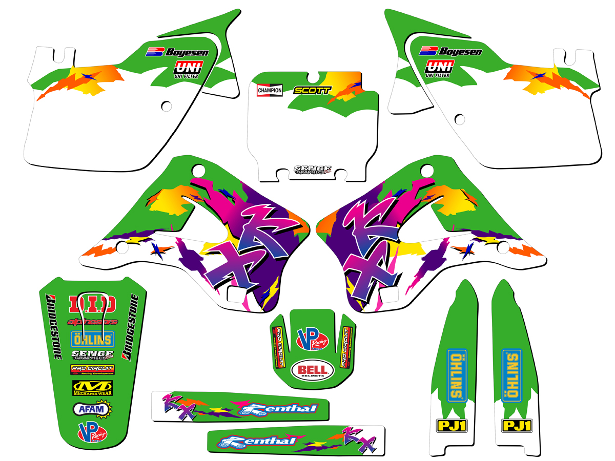 1994-1995 KX 250 THROWBACK Green Senge Graphics Kit Compatible with Kawasaki - Picture 5 of 10